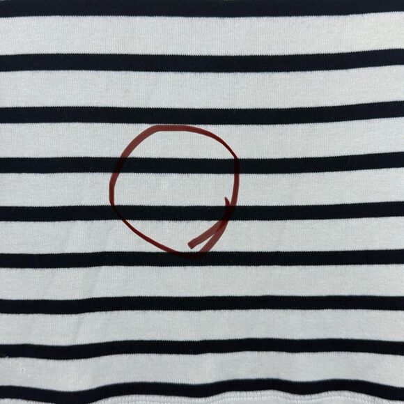 Iris & Ink White Navy Striped Round Neck 3/4 Sleeve Breton Top Blouse Size S - Picture 8 of 8